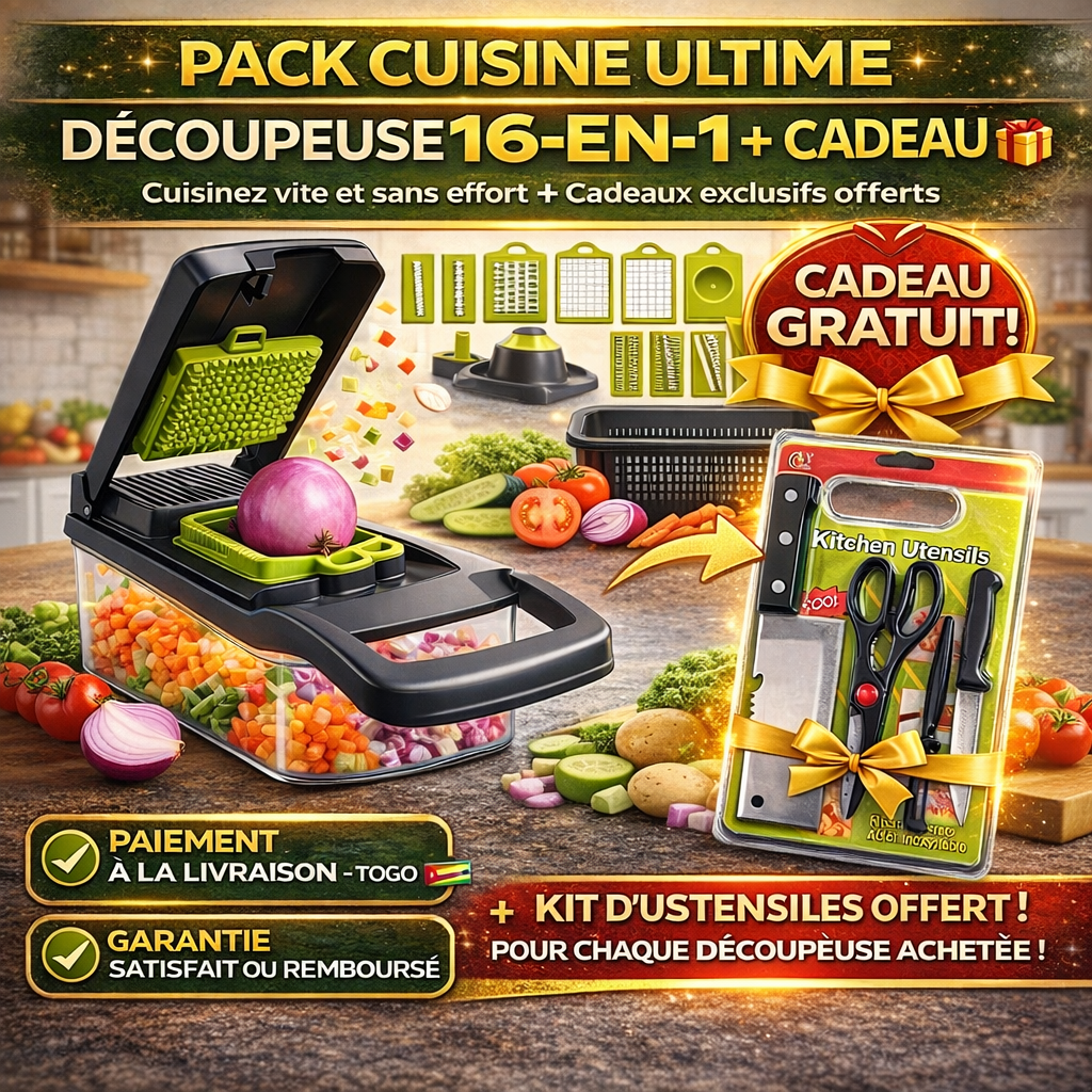 Découpeuse légumes Multifonction 16 en 1 – Fini les Larmes, Gagnez du Temps en Cuisine !